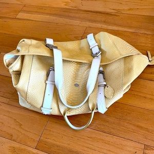 i santi travel bag in yellowish-cream and white leather